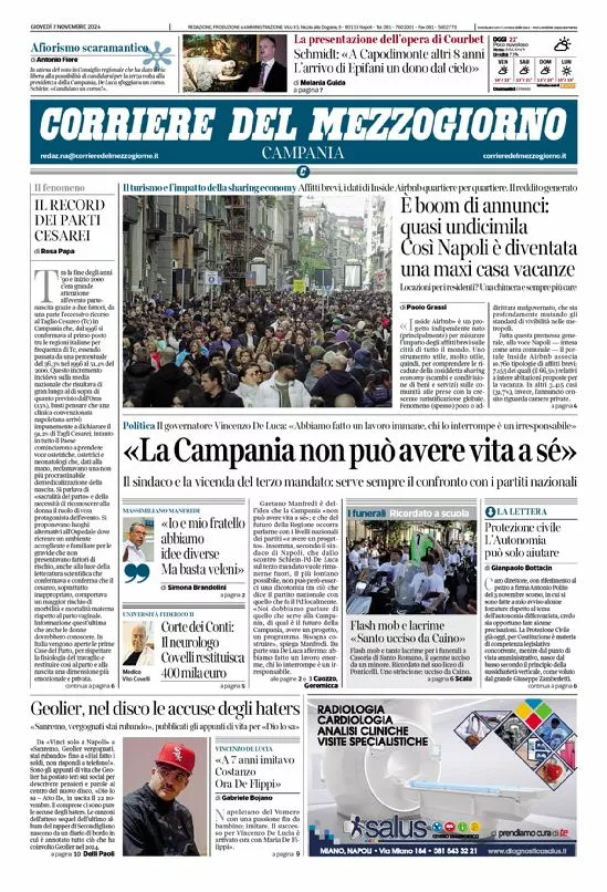 Prima-pagina-corriere del mezzogiorno-del-2024-11-07